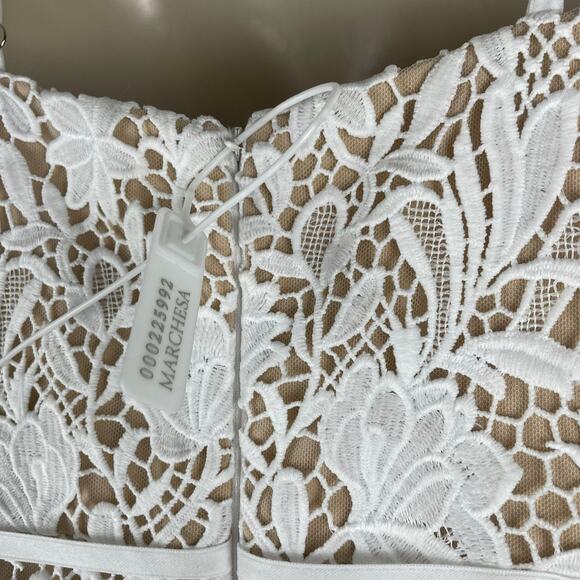 Marchesa Notte Satin Trim Guipure Lace Tulle Gown Bridal Dress Size 10 - Picture 12 of 13